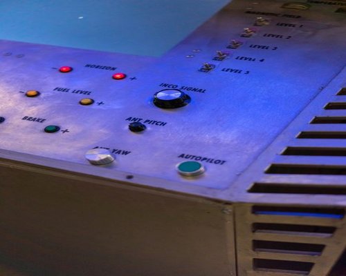 Layered control panels in the fictional Royal Switch Lab game